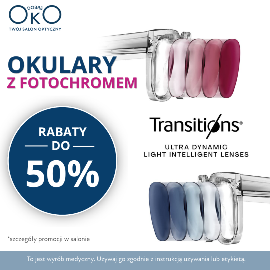 Okulary z fotochromem do – 50%