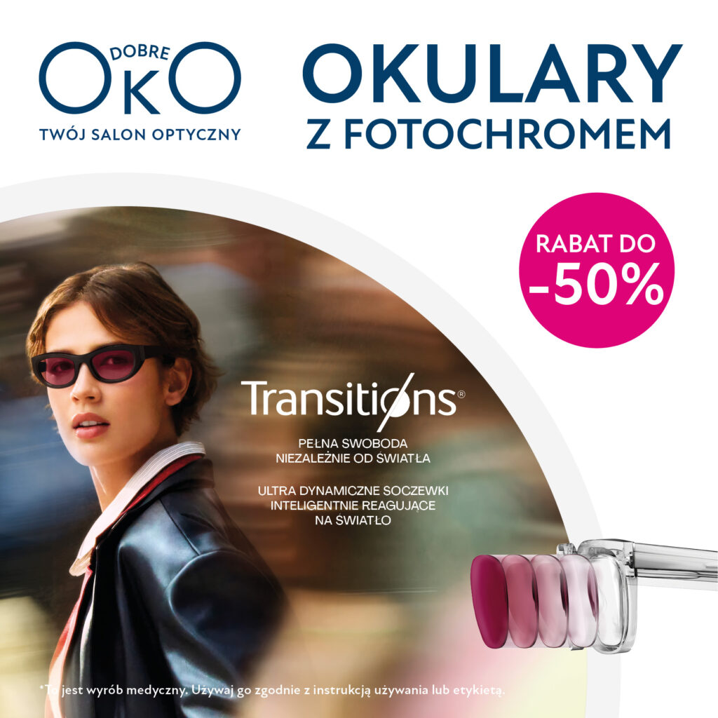 Okulary z fotochromem do – 50%